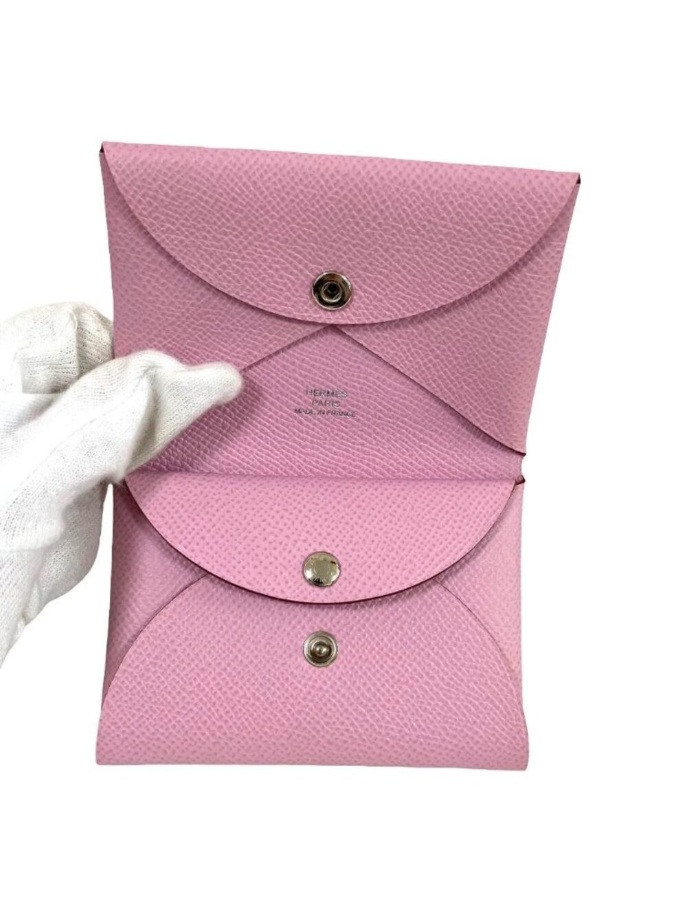 Hermes Calvi Duo Veau Epsom Card Case Coin Mauve Sylvestre - Picture 4 of 10